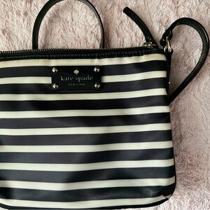 kate spade Black and White Striped Crossbody Satchel